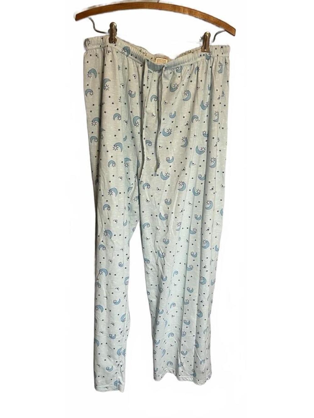 Vanity Fair Celestial Blue Cotton Blend Pajama Bottoms Pants XL Moon Stars